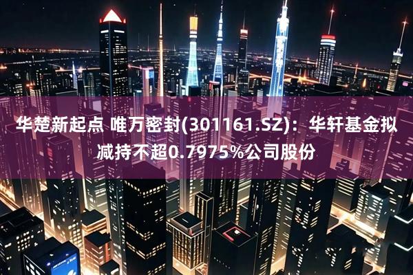 华楚新起点 唯万密封(301161.SZ)：华轩基金拟减持不超0.7975%公司股份